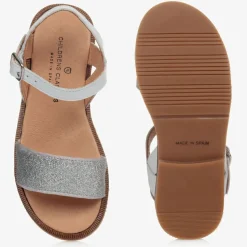 Silver Glitter Leather Sandals