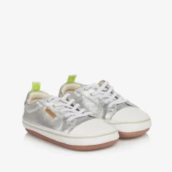 Silver Leather First Walker Trainers
