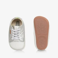 Silver Leather First Walker Trainers