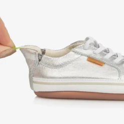 Silver Leather First Walker Trainers