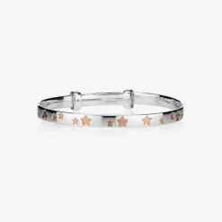 Sterling Silver & Rose Gold Star Bangle