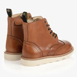 Tan Brown Leather Brogue Boots