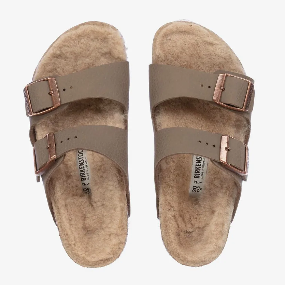 Taupe Brown Faux Leather Sandals