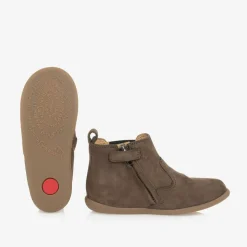 Taupe Brown Leather First Walker Boots