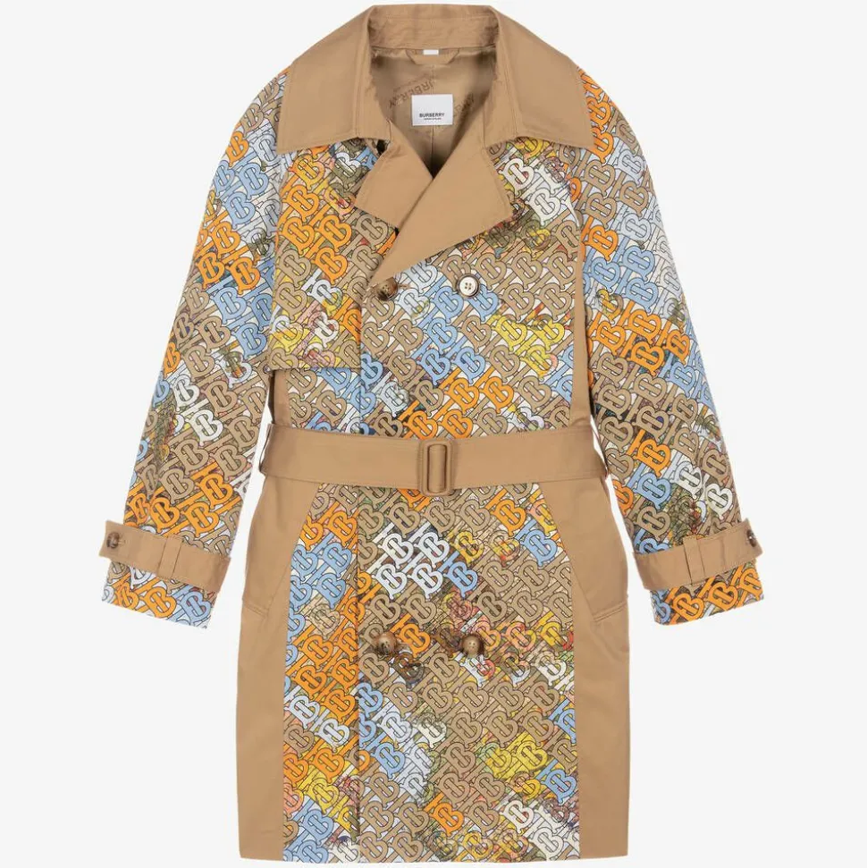 Teen Beige Monogram Trench Coat