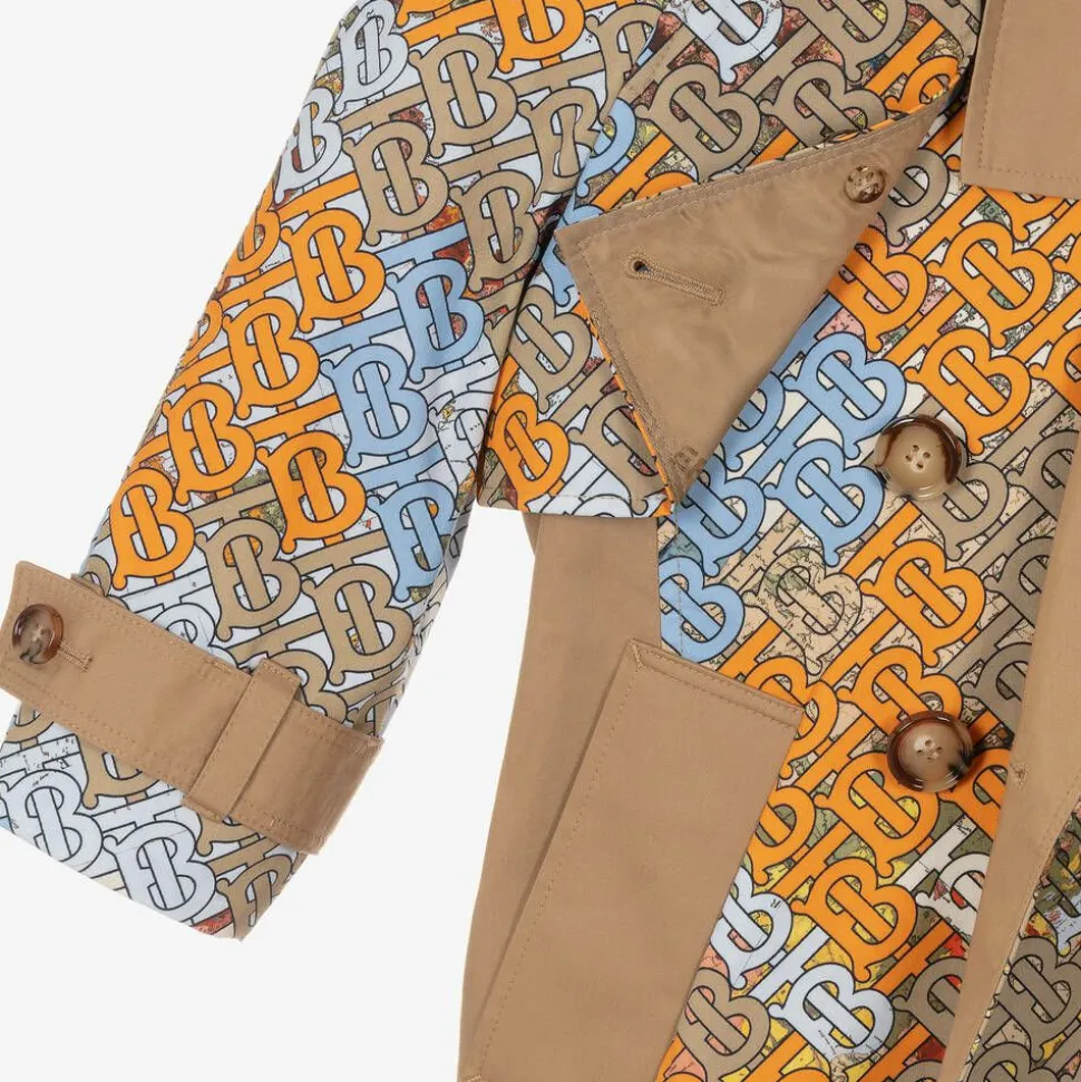 Teen Beige Monogram Trench Coat