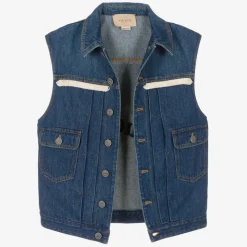 Teen Blue Embroidered Denim Gilet