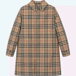 Teen Boys Beige Check Reversible Car Coat