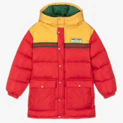 Teen Boys Red & Yellow Hooded Puffer Coat