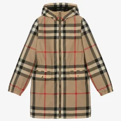 Teen Girls Archive Beige Oversized Check Coat