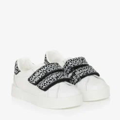 White & Black Leather Baby Trainers