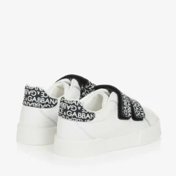 White & Black Leather Baby Trainers