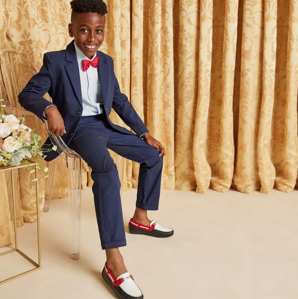 White & Blue Leather Shoes