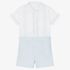 White & Blue Shorts Set