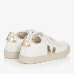White & Gold Leather Esplar Trainers