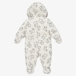 White & Grey Padded Baby Snowsuit