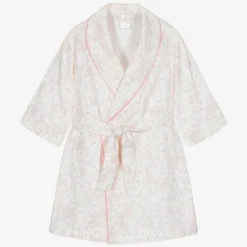 White & Pink Cotton Dressing Gown