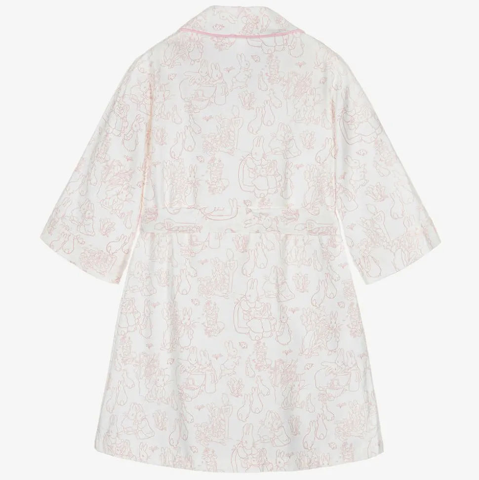 White & Pink Cotton Dressing Gown