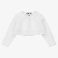 White & Pink Knitted Bolero Cardigan