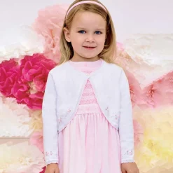 White & Pink Knitted Bolero Cardigan