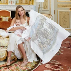 White & Blue Carousel Swaddle (97cm)