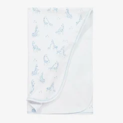 White & Blue Giraffe Glee Pima Cotton Blanket (73cm)