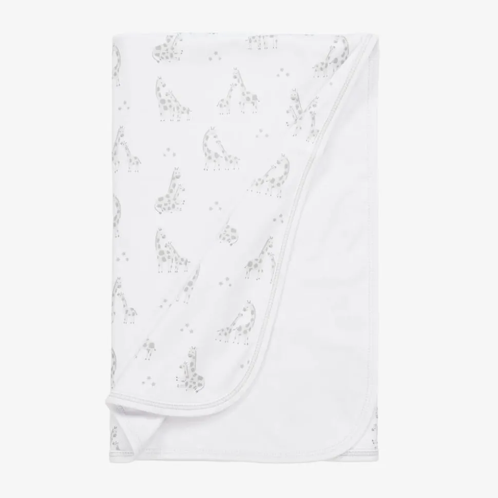 White & Grey Giraffe Glee Pima Cotton Blanket (73cm)