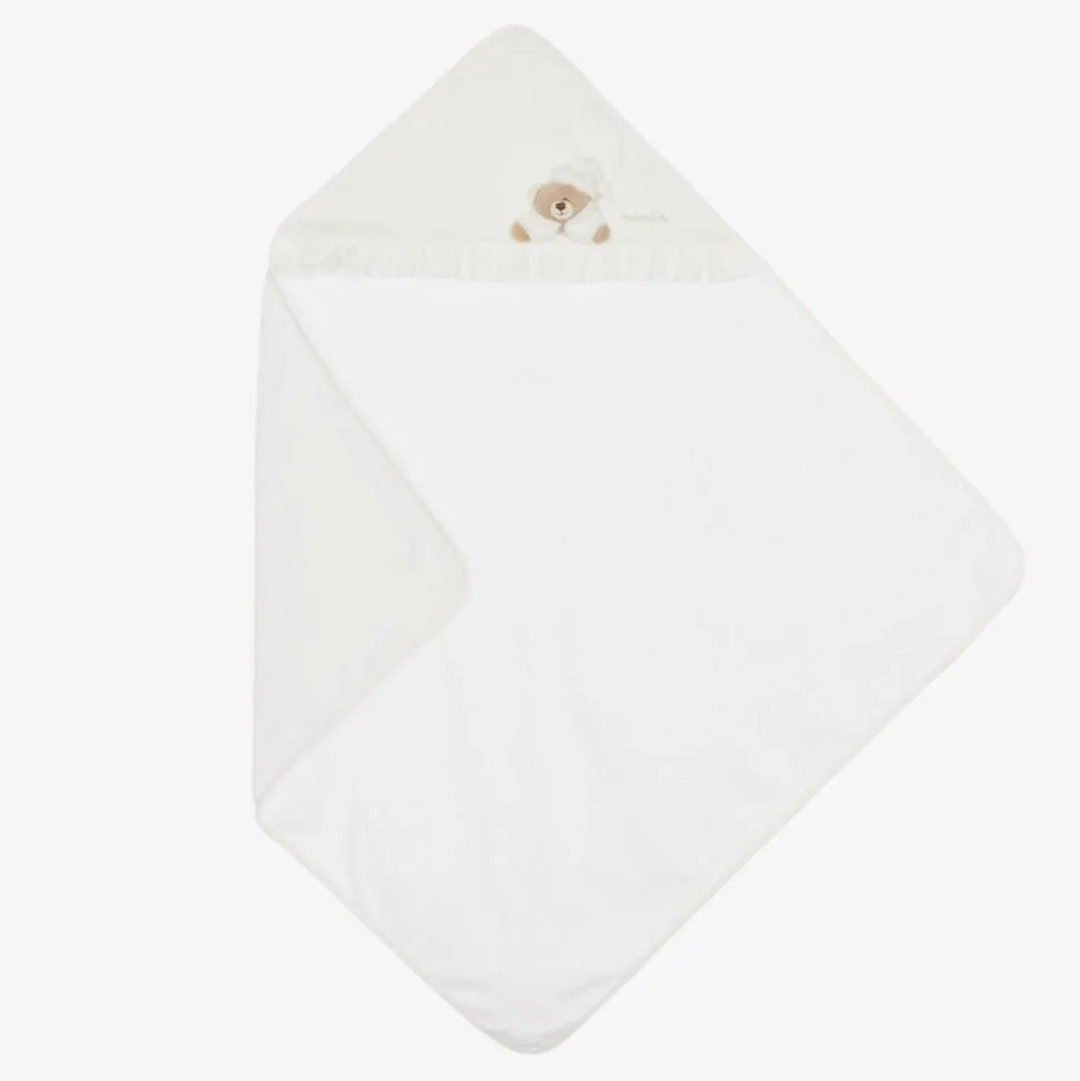 White & Ivory Hooded Baby Towel (74cm)