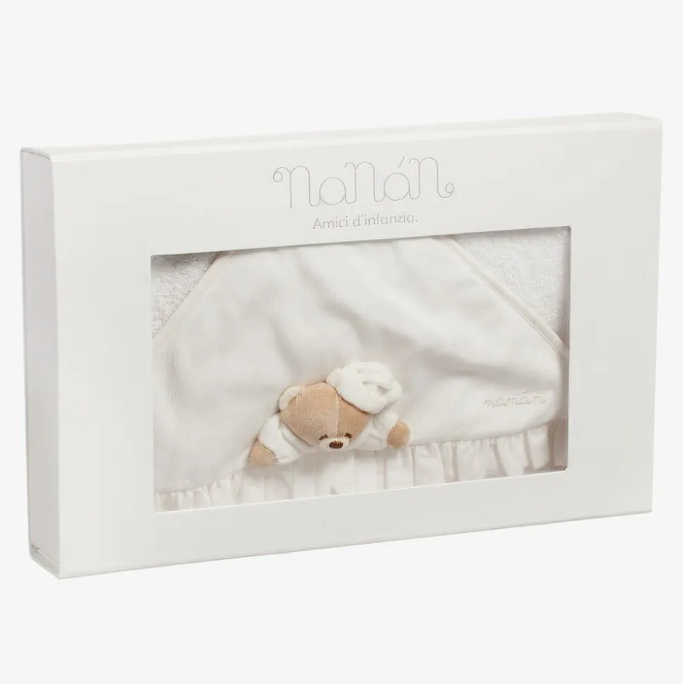 White & Ivory Hooded Baby Towel (74cm)
