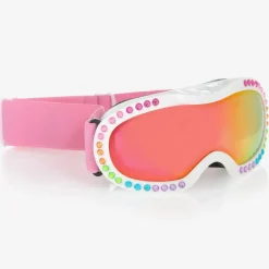 White & Pink Ski Goggles