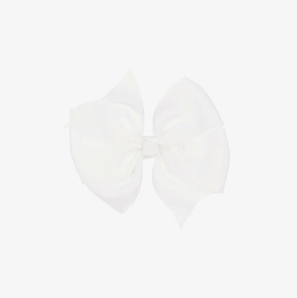 White Bow Hair Clip (10cm)