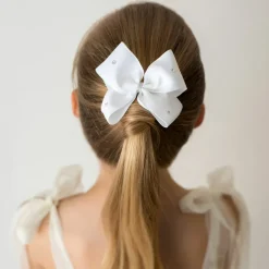 White Bow Hair Clip (10cm)