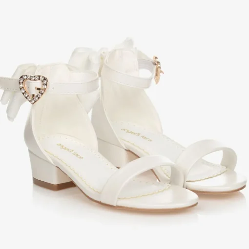 White Bow Heel Sandals