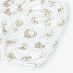 White Carousel Print Cotton Bloomer Shorts