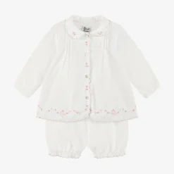 White Cotton Baby Shorts Set