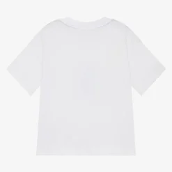 White Cotton Circle Logo T-Shirt