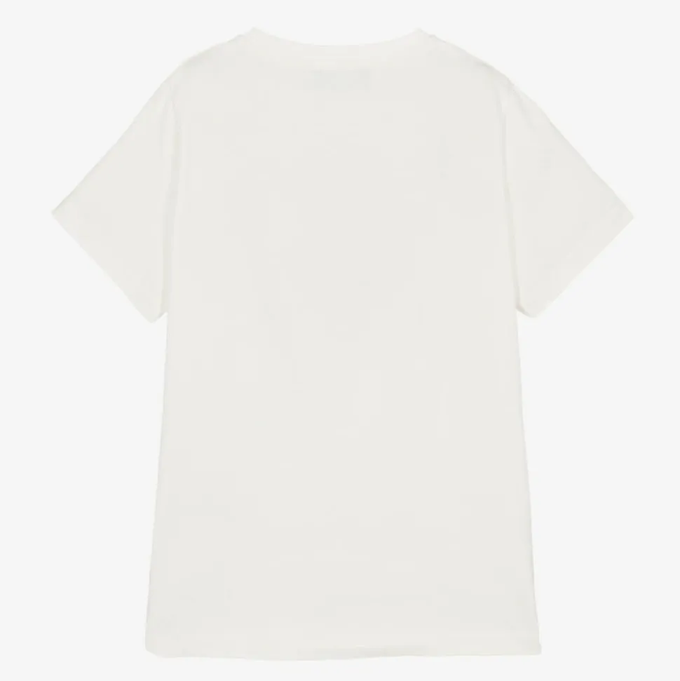 White Cotton Graphic Logo T-Shirt