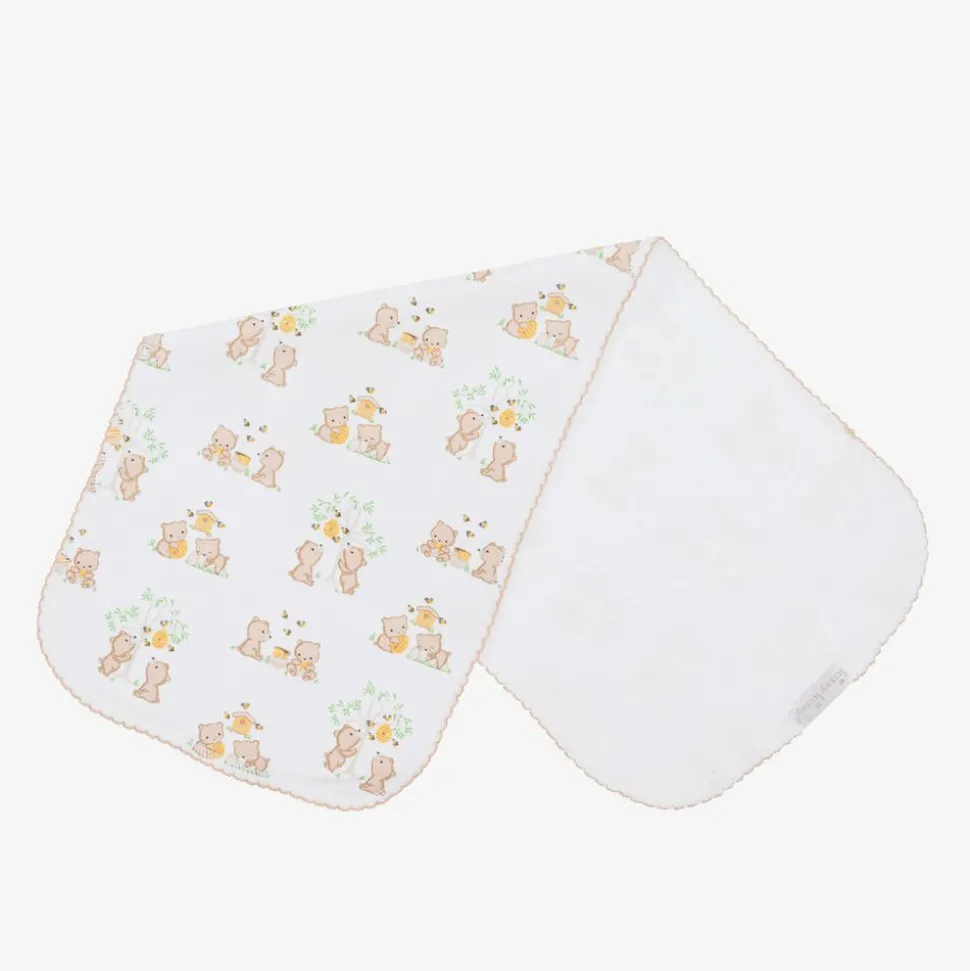 White Cotton Honey Bear Cubs Burp Cloth (49cm)