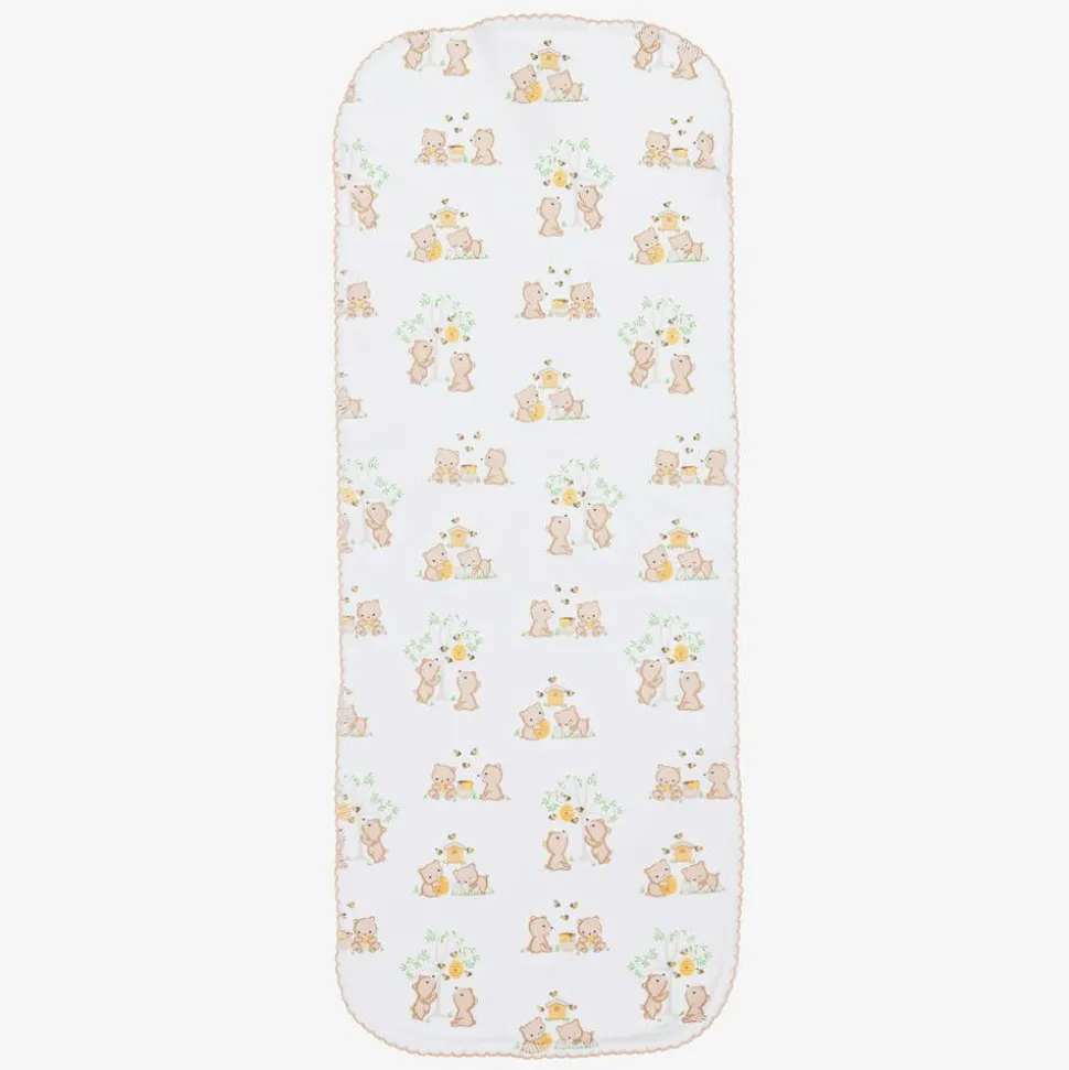 White Cotton Honey Bear Cubs Burp Cloth (49cm)