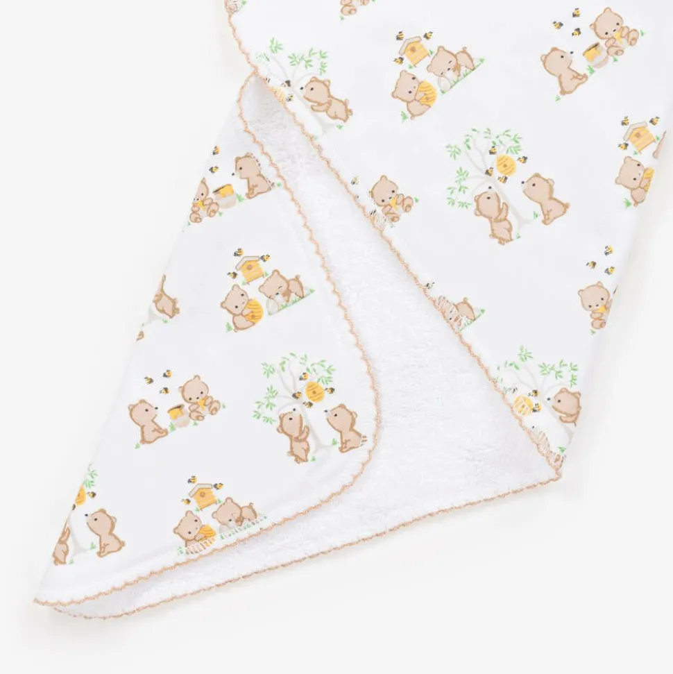 White Cotton Honey Bear Cubs Burp Cloth (49cm)