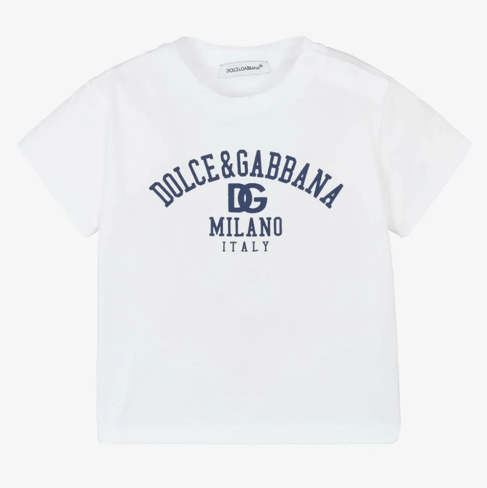 White Cotton Milano Logo Baby T-Shirt