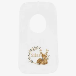 White Cotton Personalised Reindeer Bib