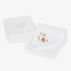 White Cotton Personalised Robin Blanket (88cm)