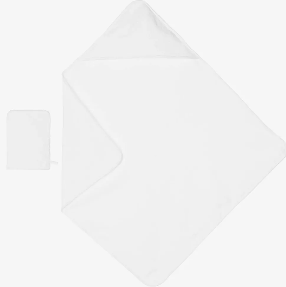 White Cotton Towel & Mitt Baby Gift Set