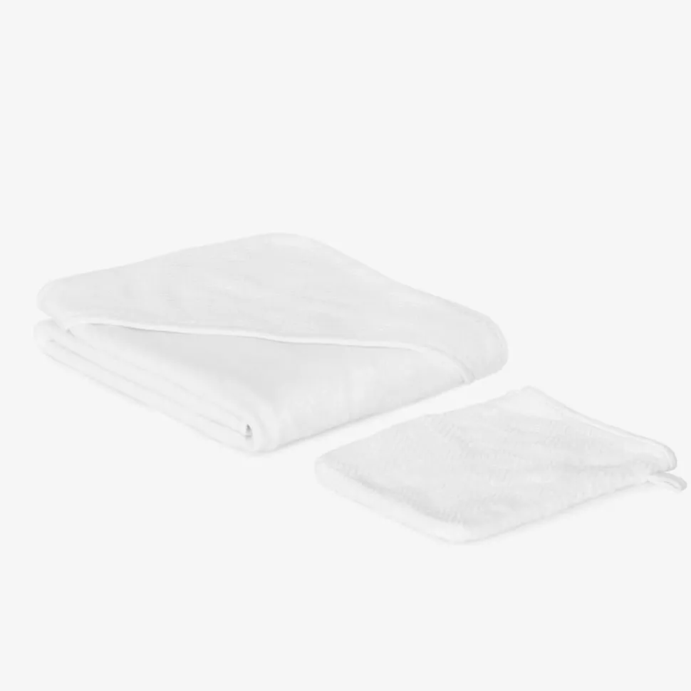 White Cotton Towel & Mitt Baby Gift Set