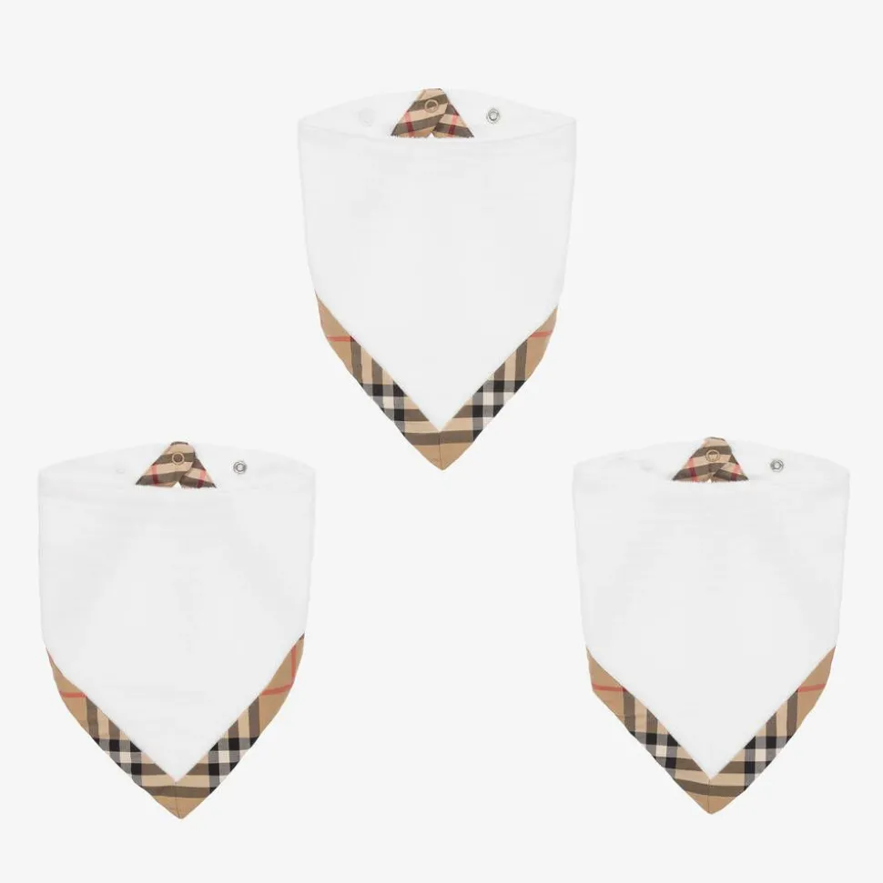 White Cotton Vintage Check Bib Gift Set