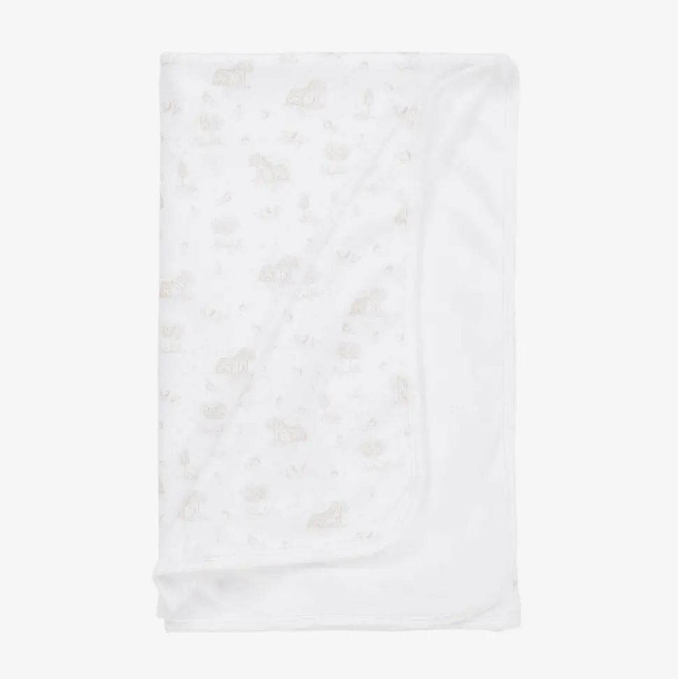 White Farm Print Baby Blanket (77cm)