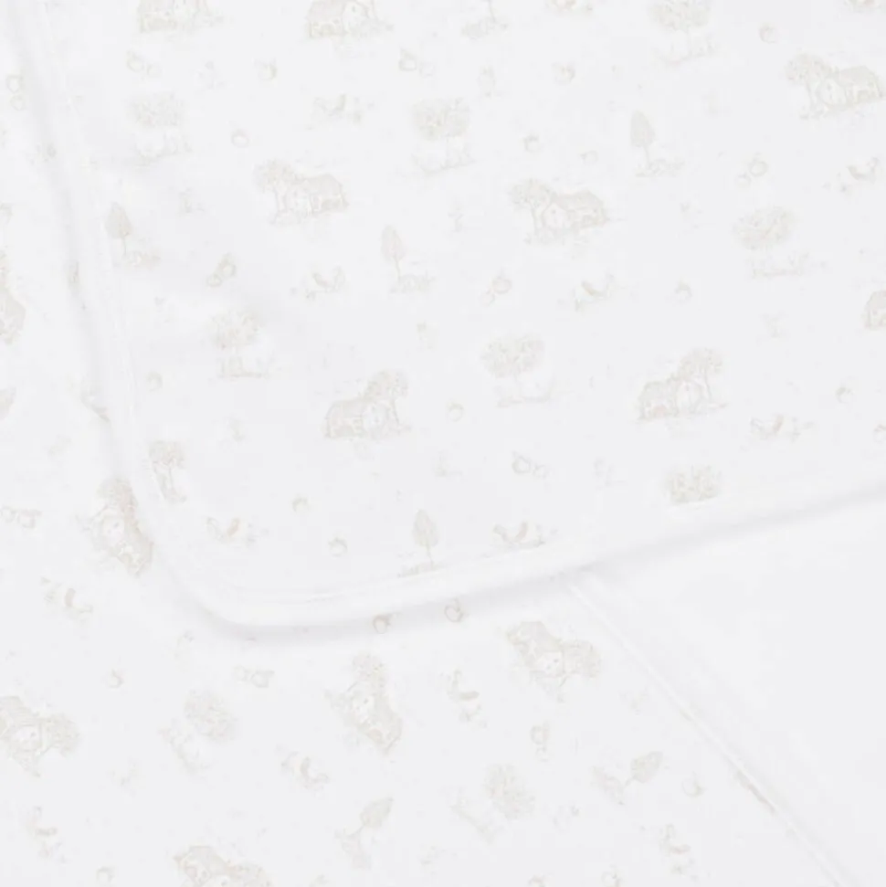 White Farm Print Baby Blanket (77cm)