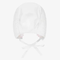 White Hand-Smocked Bonnet