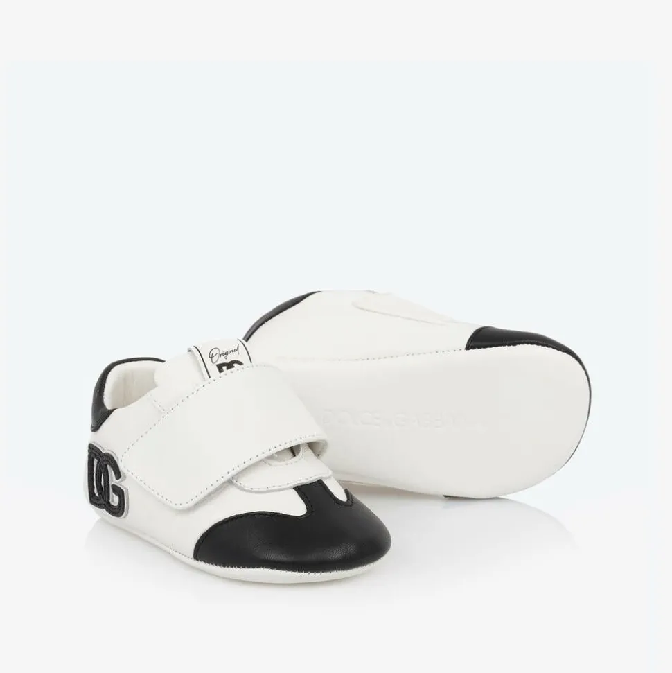 White Leather DG Pre-Walker Trainers